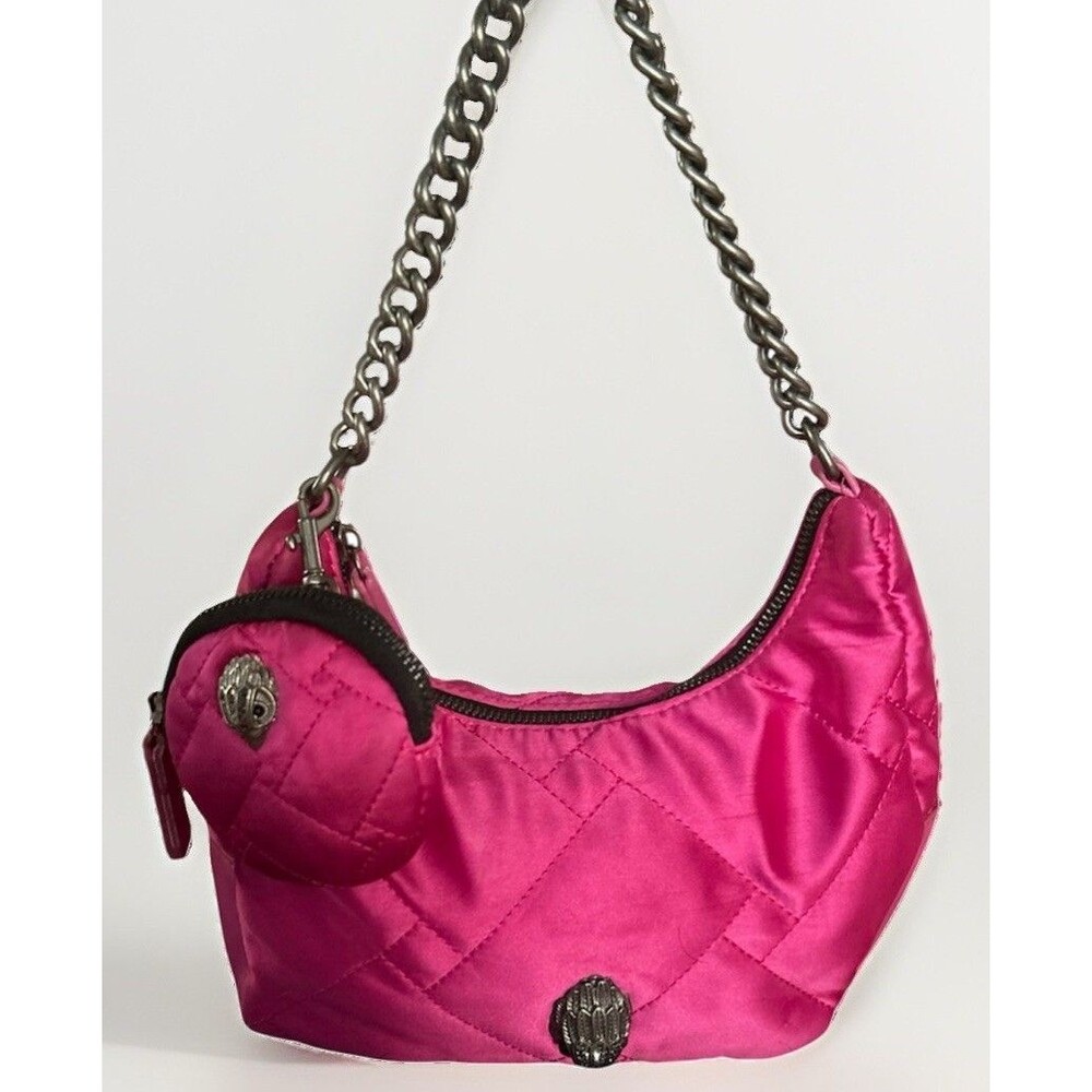 Kurt Geiger London Recycled Quilted Chain Hot Pink Purse Bag Coin Pouch